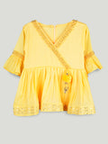 Girls Yellow Ethnic Kurta & Dhoti Set – Embroidered Festive Wear