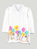 Girls White Embroidered Kurta & Dhoti Set – Colorful Floral Festive Wear