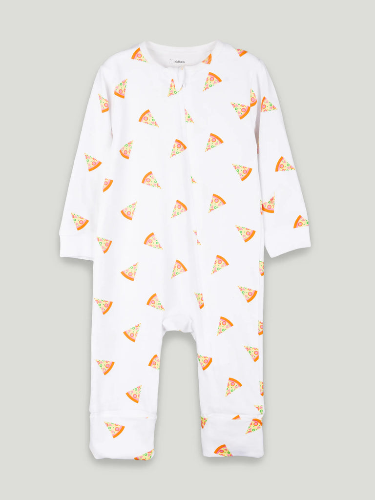Organic cotton Pizza Print Romper/Bodysuit - Yellow
