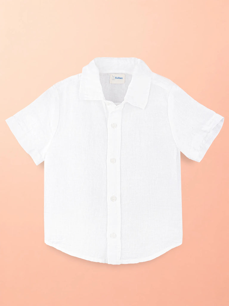 Boys Linen Cotton White Shirt