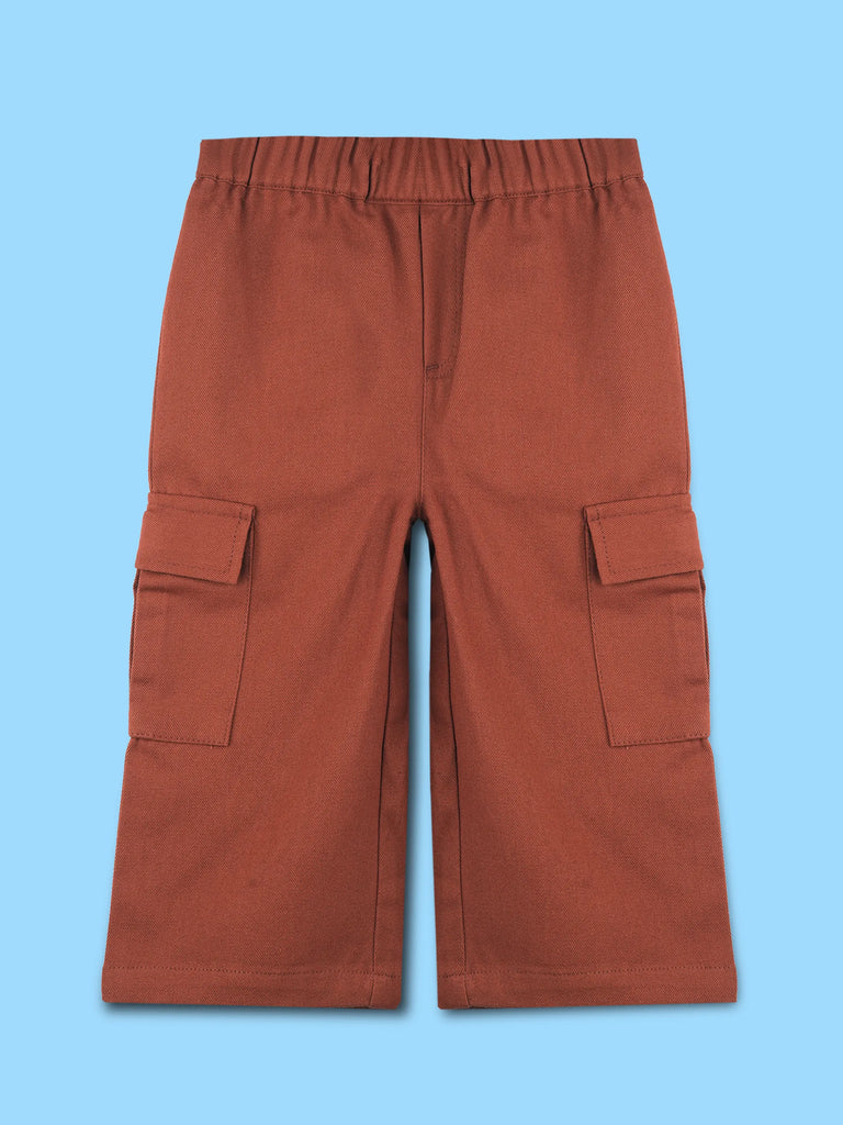 Unisex Brown Cotton Kids Cargo Shorts – Comfortable Everyday Bottomwear