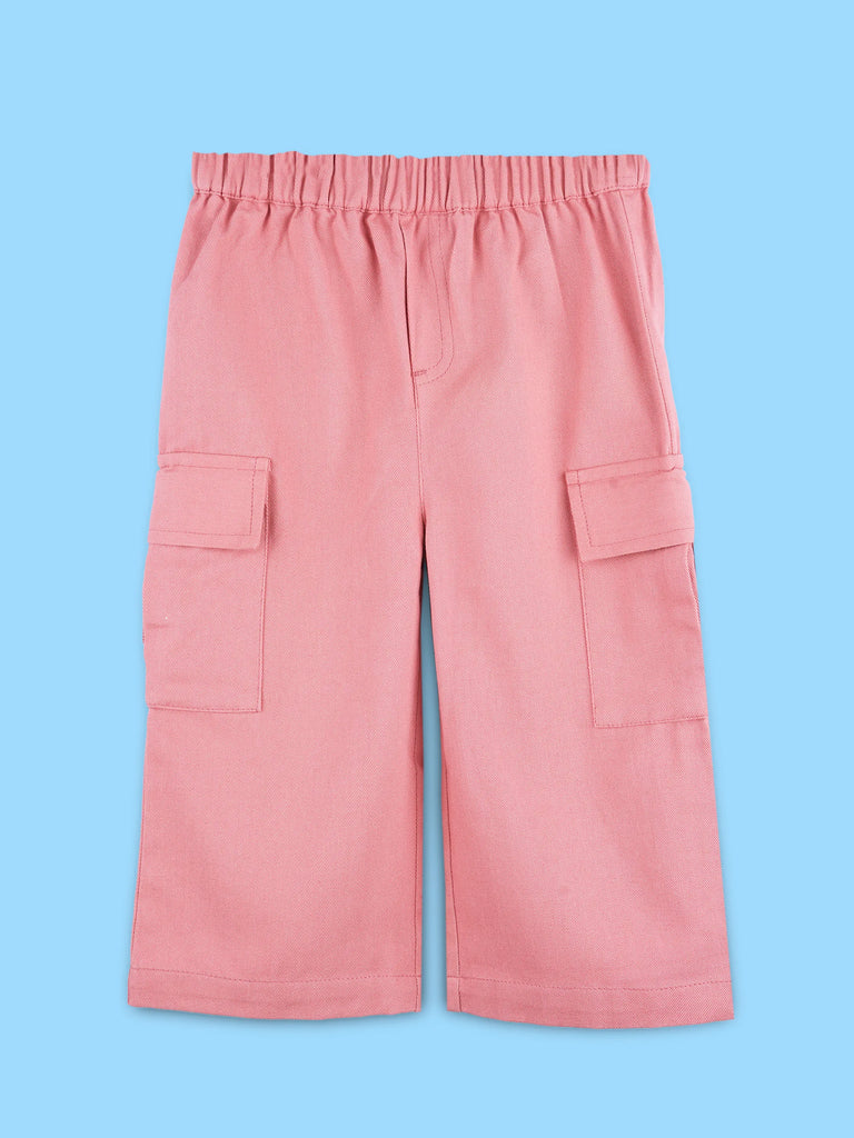 Girls Pink Cotton Cargo Pants – Comfortable & Stylish Everyday Bottomwear