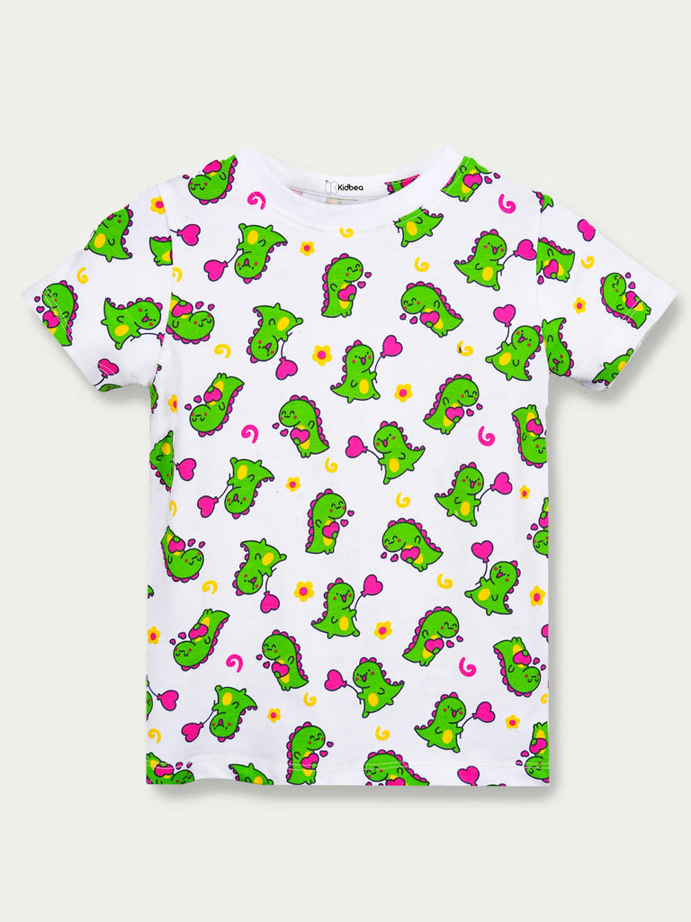 Organic Cotton Unisex Kids Co-ord Set – Soft Breathable Dinosaur Print T-Shirt & Shorts Set