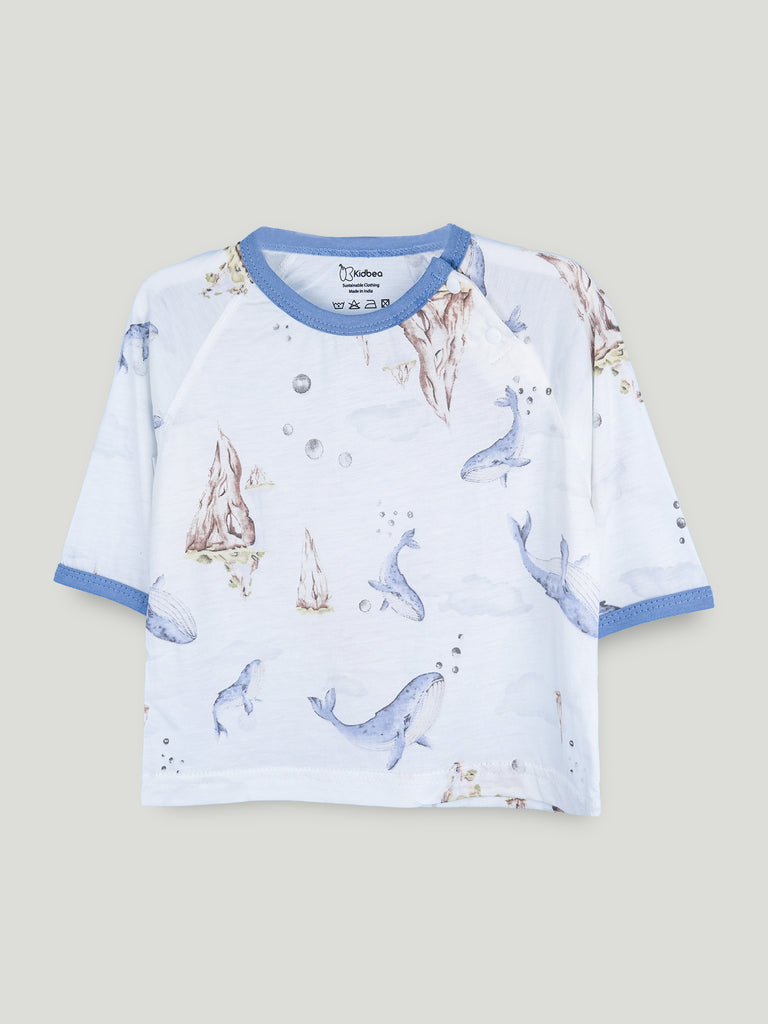 BambooTEC™ Unisex Bamboo Fabric Blue Whale Print T-Shirt & Pyjama Set