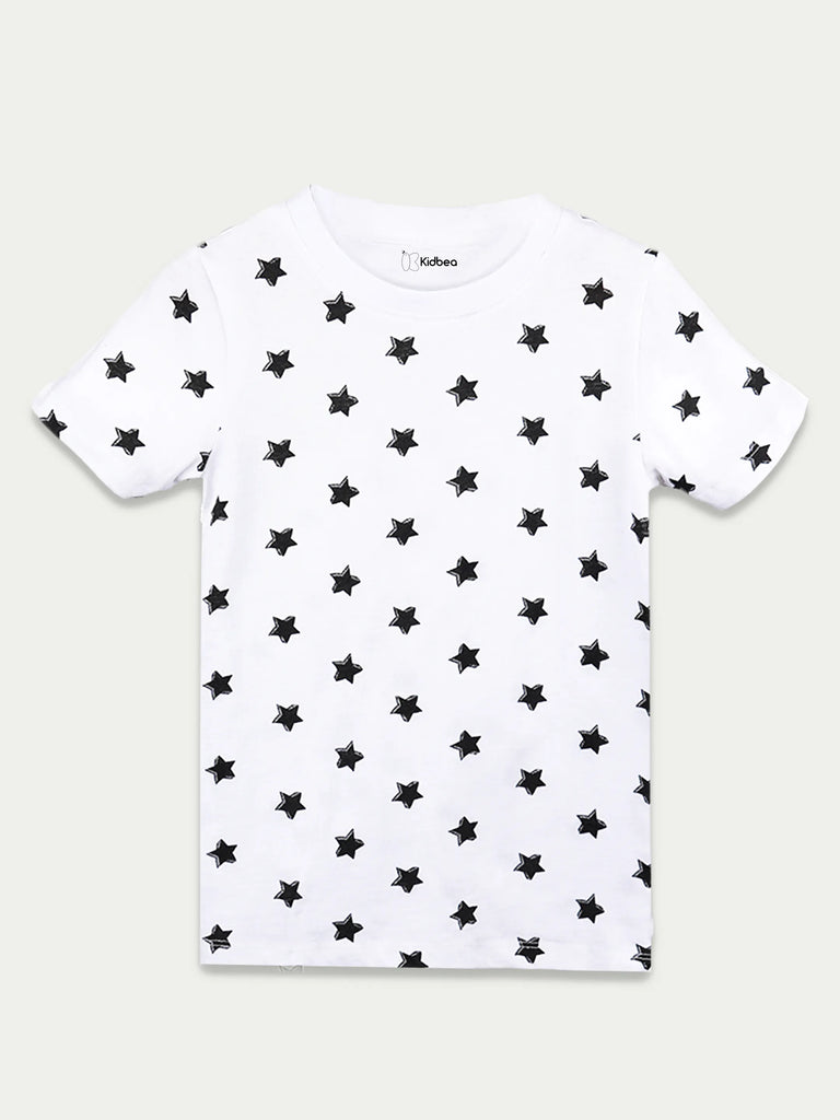Organic Cotton Unisex Kids Co-ord Set – Soft Breathable Star Print T-Shirt & Shorts Set