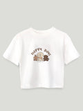 Unisex Bamboo Fabric White Happy Days Print Oversized T-Shirt