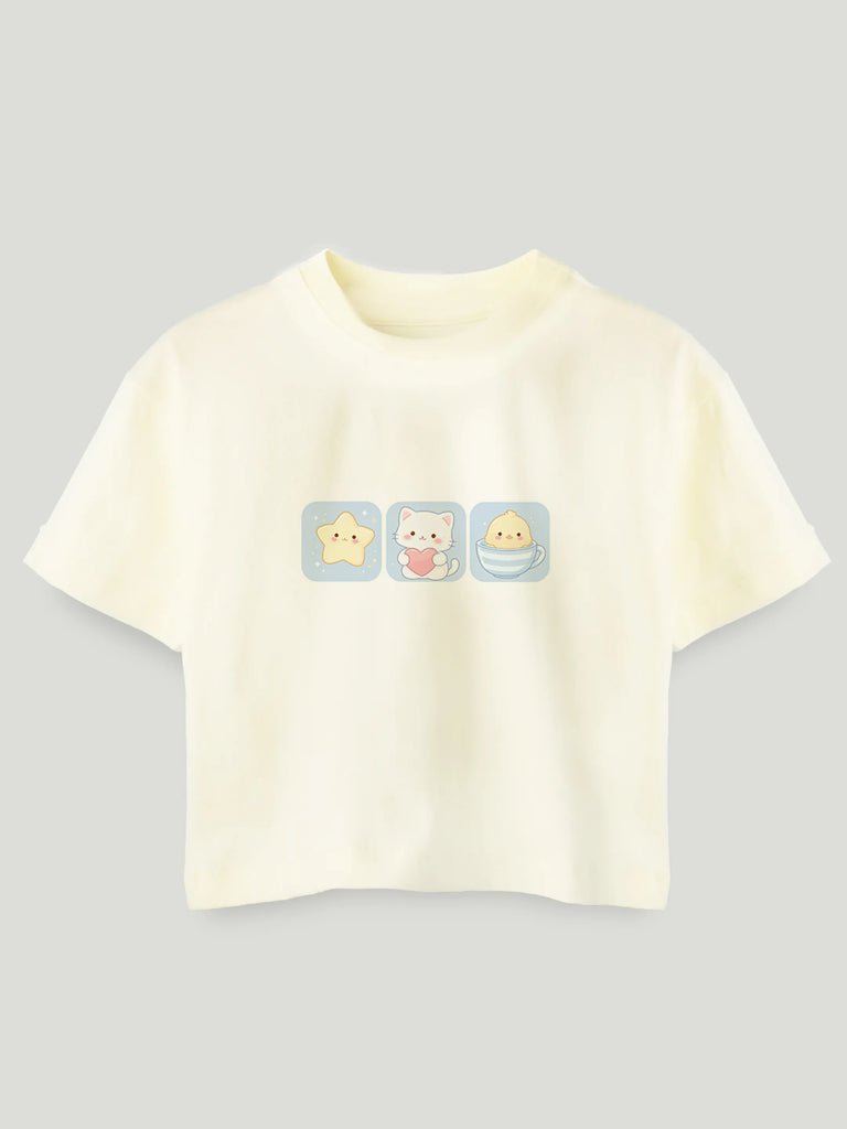 Unisex Bamboo Fabric Yellow Cute Friends Print Oversized T-Shirt