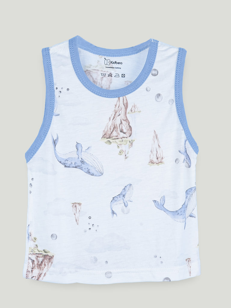 BambooTEC™ Unisex Bamboo Fabric Whale Print Vest & Shorts Set
