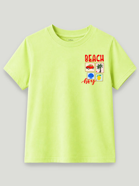 Bamboo Fabric Unisex Kids T-Shirt – Beach Print Soft Breathable Tee