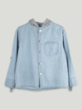 Boys Lightweight Denim Hooded Shirt Jacket - Light Blue