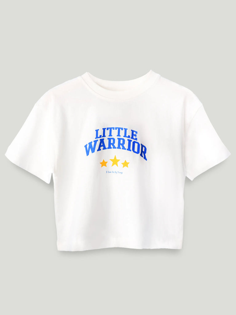 Unisex Bamboo Fabric White Little Warrior Oversized T-Shirt