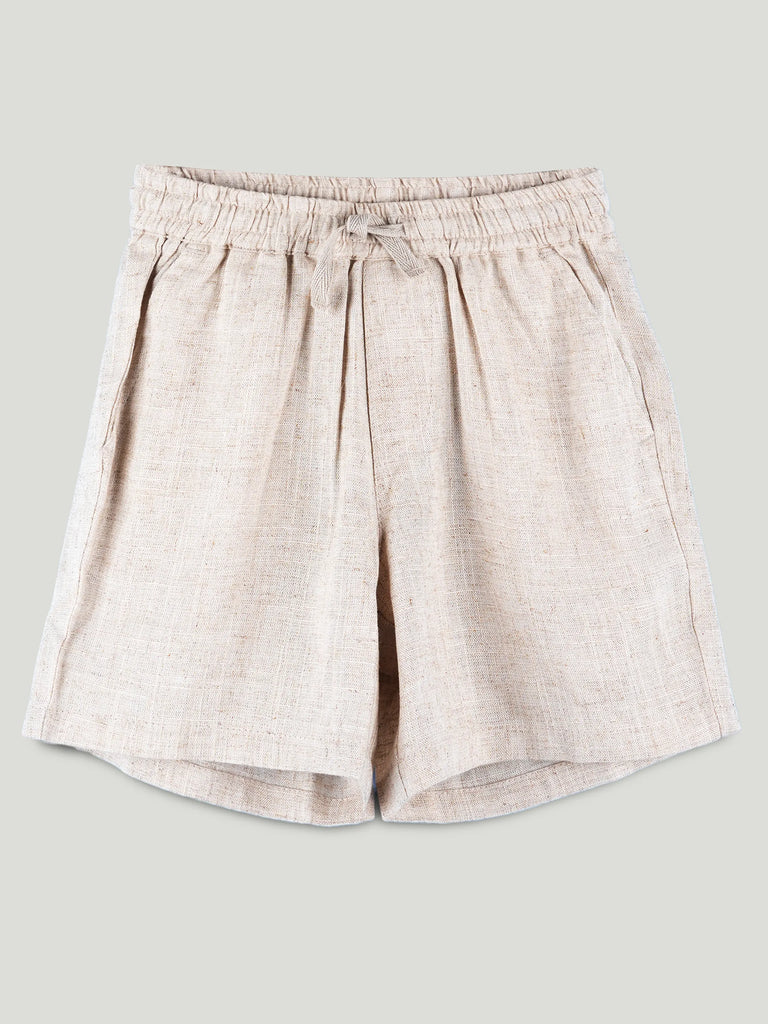 Boys Cotton Drawstring Shorts - Natural Beige