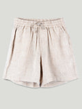 Boys Cotton Drawstring Shorts - Natural Beige