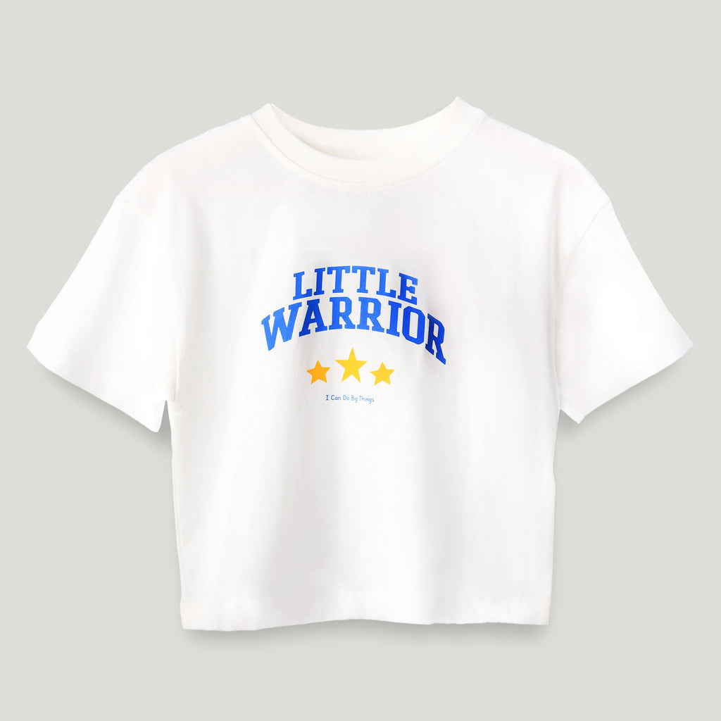 Unisex Bamboo Fabric White Little Warrior Oversized T-Shirt