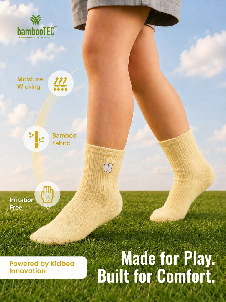 Bamboo Fabric Kids Ribbed Crew Socks