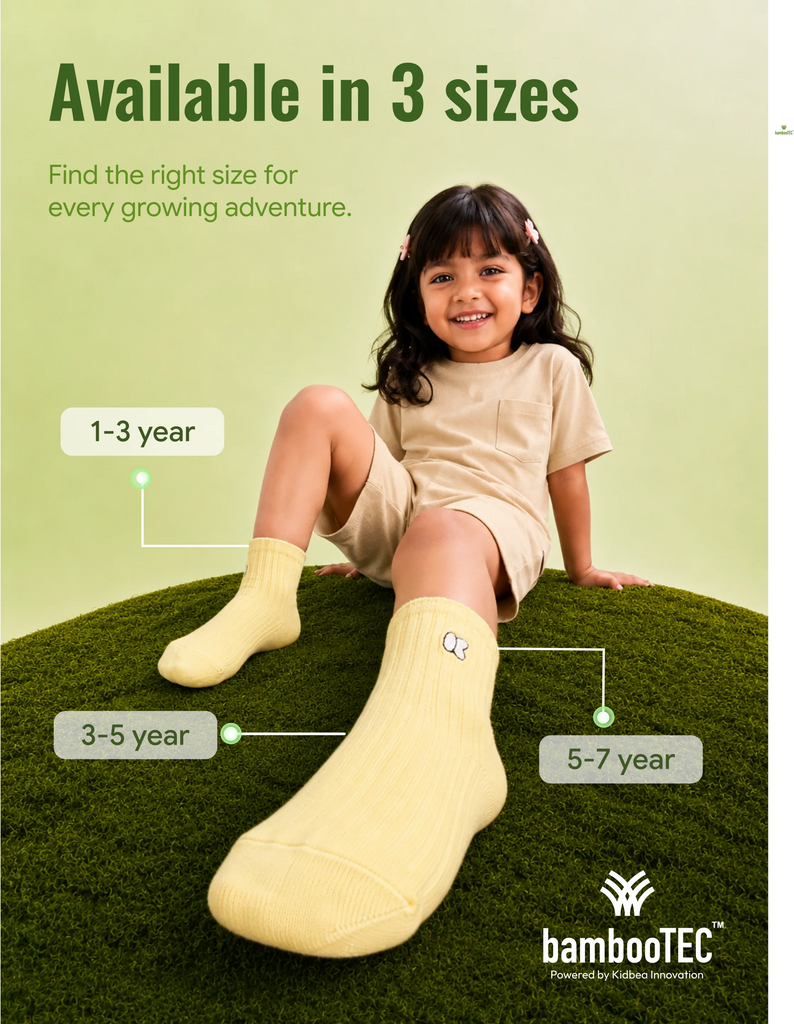 Bamboo Fabric Kids Ribbed Crew Socks Combo Pack – Pink & Yellow (Pack of 2)