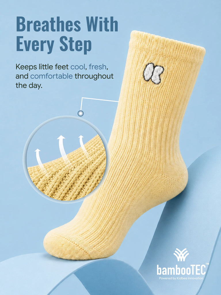 Bamboo Fabric Kids Ribbed Crew Socks