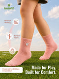 Bamboo Fabric Kids Ribbed Crew Socks Combo Pack – Pink, Sky Blue & Yellow (Pack of 3)