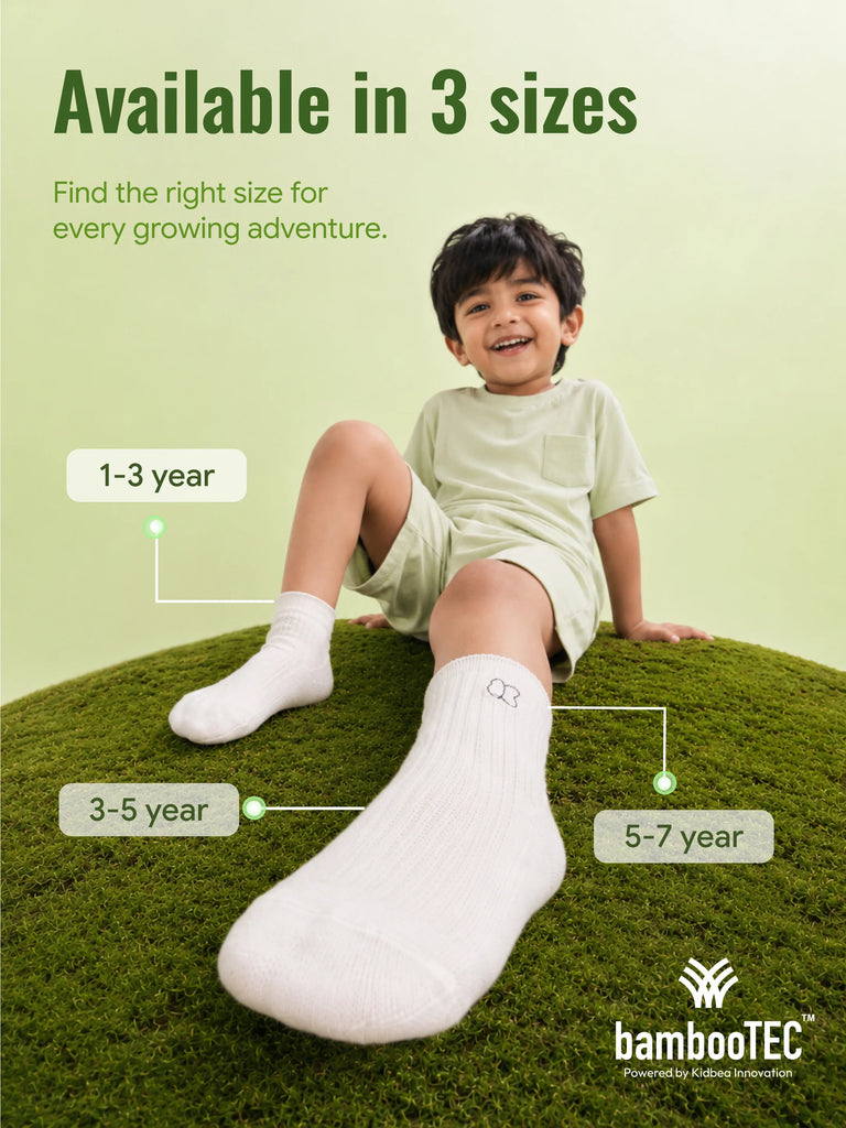 Bamboo Fabric Kids Ribbed Crew Socks Combo Pack – White, Pink, Sky Blue & Yellow (Pack of 4)