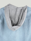 Boys Lightweight Denim Hooded Shirt Jacket - Light Blue