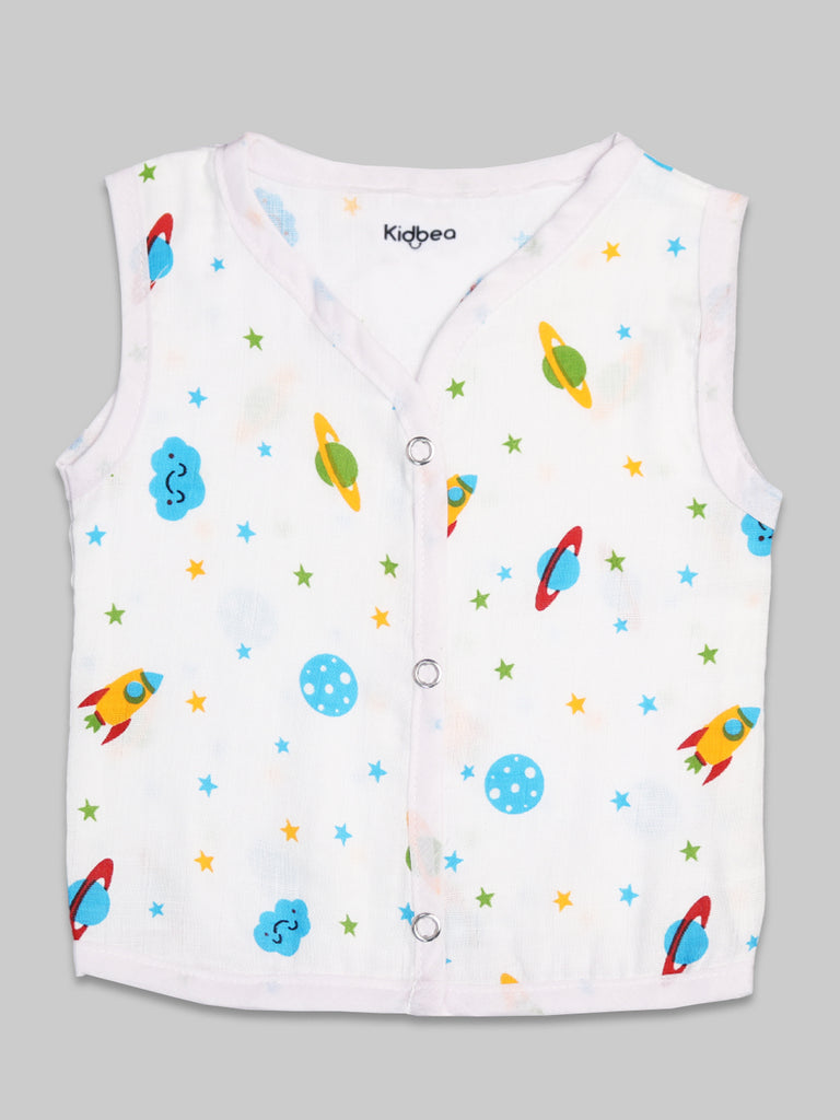 Extra Soft Muslin Cotton Jhabla Cloth for Baby | Cute Chick, Space, Tiger, Star, Butterfly and Rainbow | Print Pack of 6 | Print May Vary