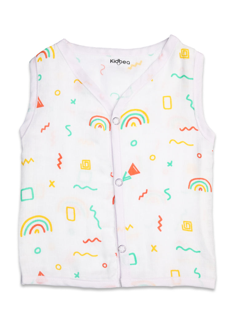 Muslin Cotton Pack of 2 Jhabla | Rainbow & Cute chick | Assorted | Print May Vary