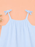 Organic Cotton Girls Sleeveless Summer Dress with Ruffle Hem - Sky Blue