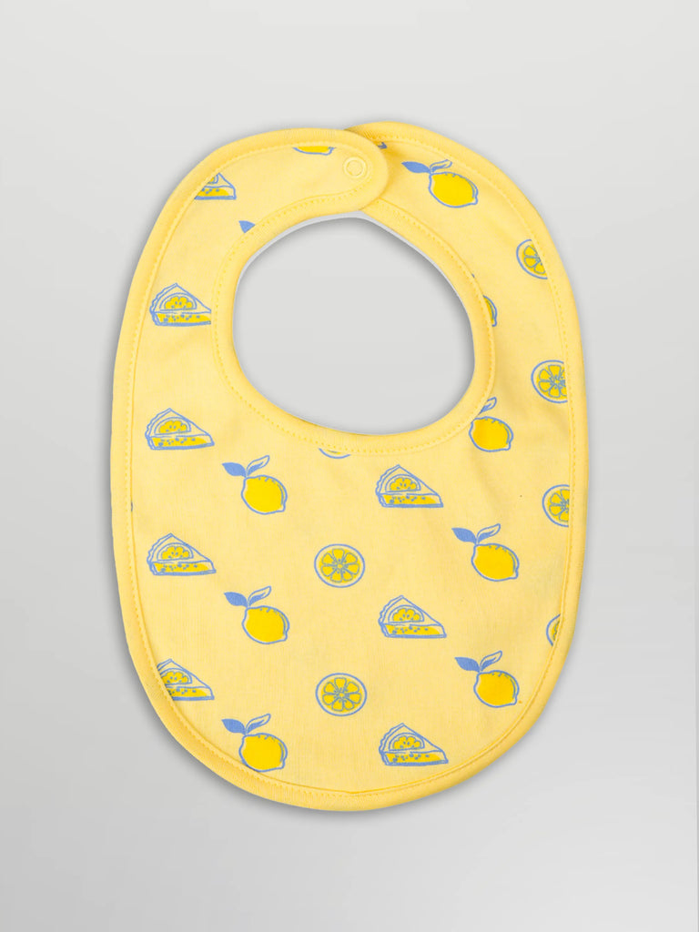 Organic Cotton Baby Bib – Soft Breathable Yellow Lemon Print, Feeding & Drool Bib