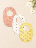 Organic Cotton Baby Bib Pack of 3 – Soft Breathable Lemon, Bunny & Cherry Print, Feeding & Drool Bibs