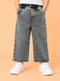Unisex Denim Jeans – Grey Wide-Leg Casual Jeans with Elasticated Waist