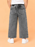 Unisex Denim Jeans – Grey Wide-Leg Casual Jeans with Elasticated Waist