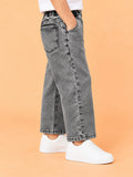 Unisex Denim Jeans – Grey Wide-Leg Casual Jeans with Elasticated Waist