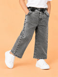 Unisex Denim Jeans – Grey Wide-Leg Casual Jeans with Elasticated Waist