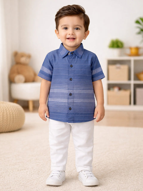 Baby Boy Striped Half Sleeve Shirt | 100% Organic Cotton