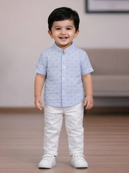 Boys Blue Printed Shirt |  Organic Cotton