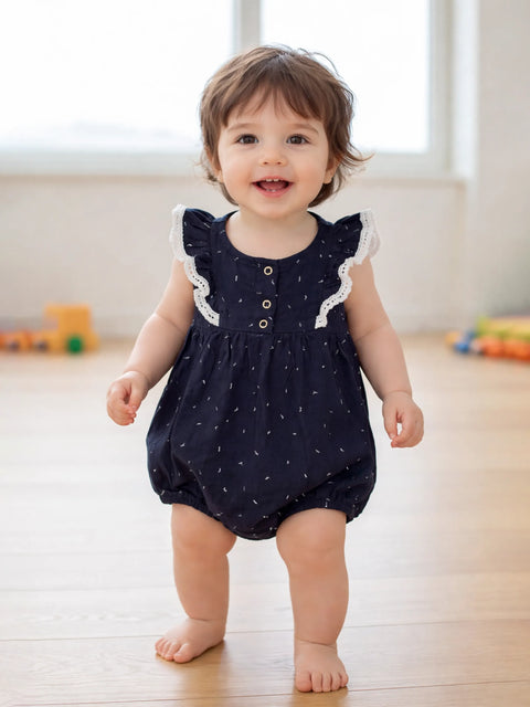 Baby Girl Frill Sleeve Organic Cotton Onesie
