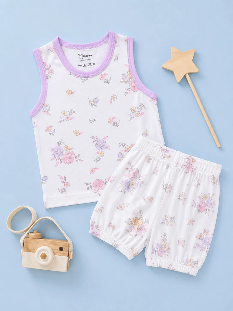BambooTEC™ Unisex Bamboo Fabric Floral Print Vest & Shorts Set