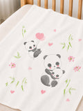 Bamboo Fabric Panda Love Print Baby Blanket | Ultra Soft Swaddle Blanket | 110 × 110 cm