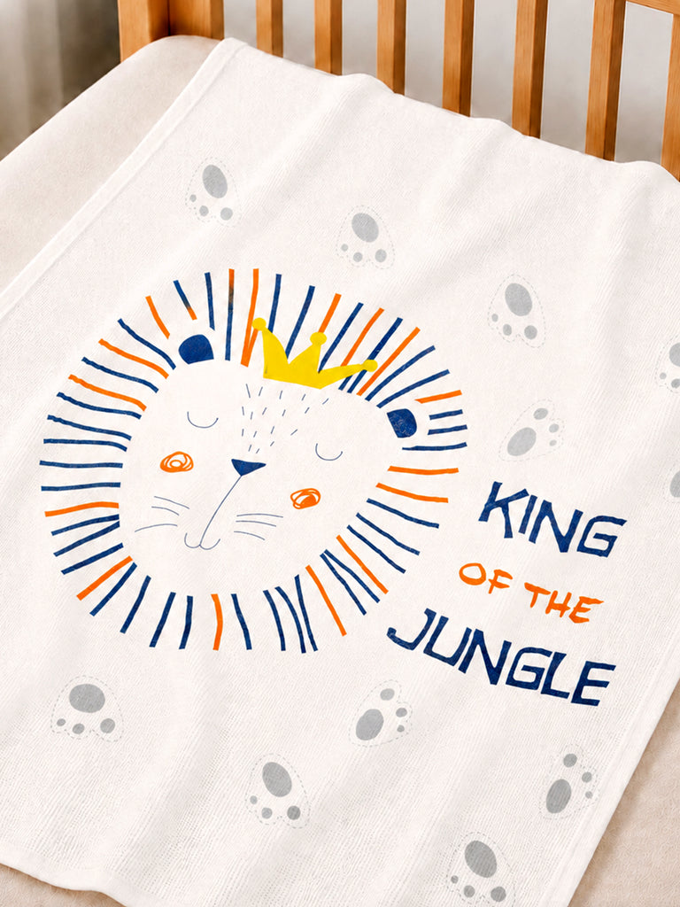 Bamboo Fabric King of the Jungle Print Baby Blanket | Ultra Soft Swaddle Blanket | 110 × 110 cm