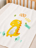 Bamboo Fabric Dino Print Baby Blanket | Ultra Soft Swaddle Blanket | 110 × 110 cm