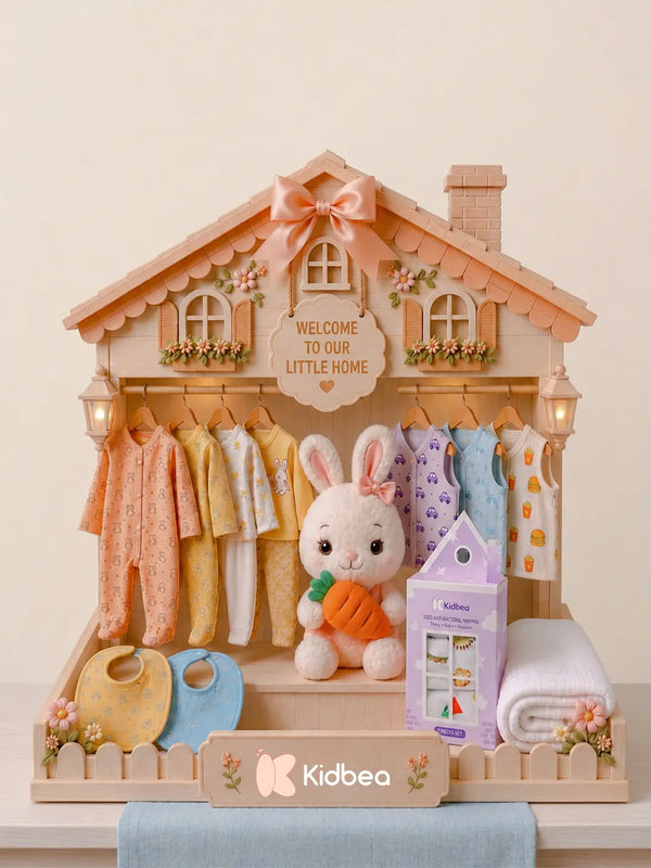 The Little Treasure - Baby Premium Gift Hamper – 2 Rompers, 2 Co-ord Sets, 3 Jhablas, Bibs, Muslin Napkins, Soft Toy & Bamboo Blanket