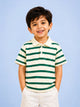 Boys Bamboo Fabric Green Striped Polo T-Shirt