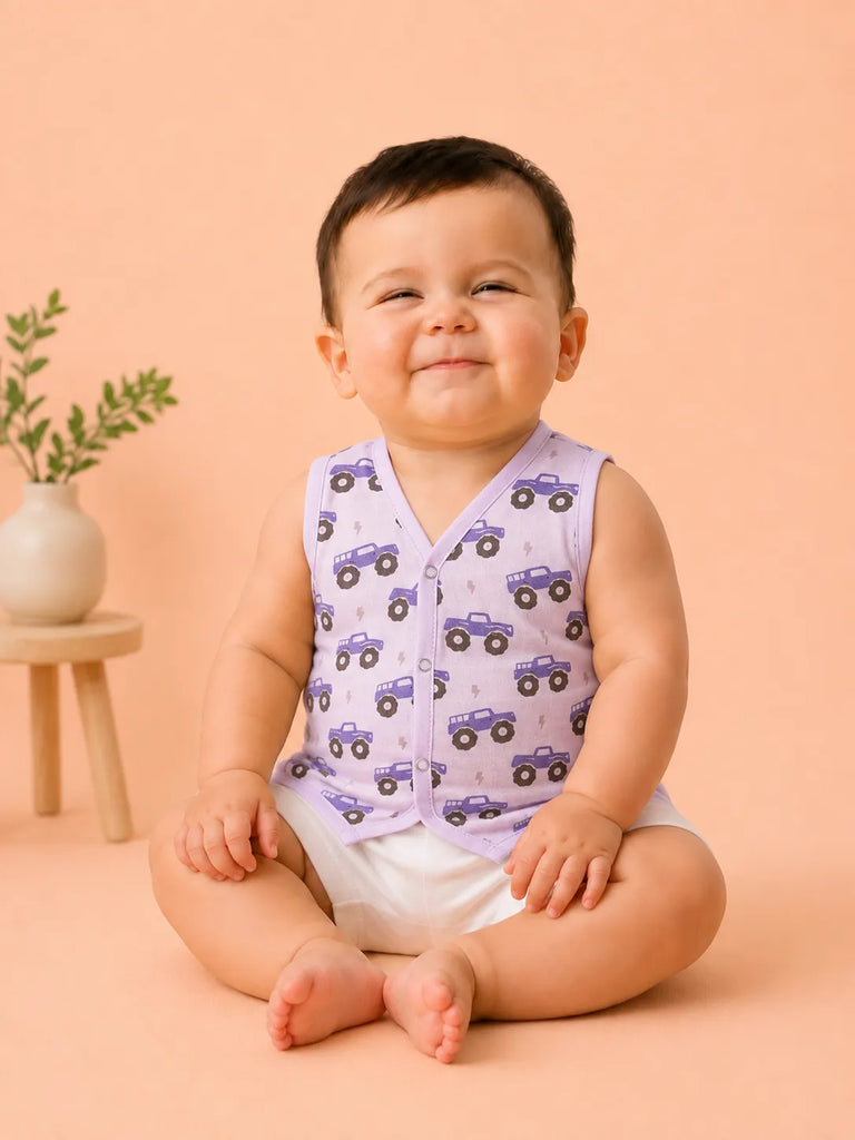 BambooTEC™ Bamboo Muslin Baby Jhabla Pack of 3 – Submarine, Monster Truck & Adventure Print