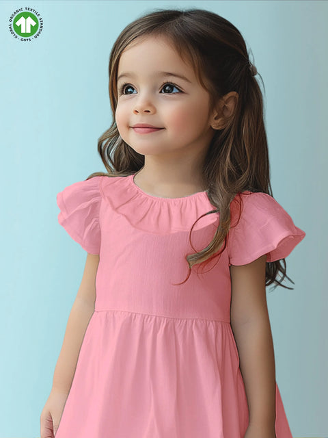 Light Organic Cotton Charming Pink Girls Frock | Pink