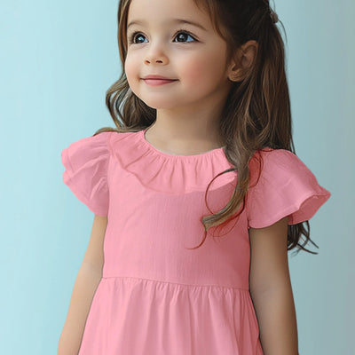 Light Organic Cotton Charming Pink Girls Frock | Pink