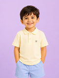 Boys Bamboo Fabric Cream Polo T-Shirt