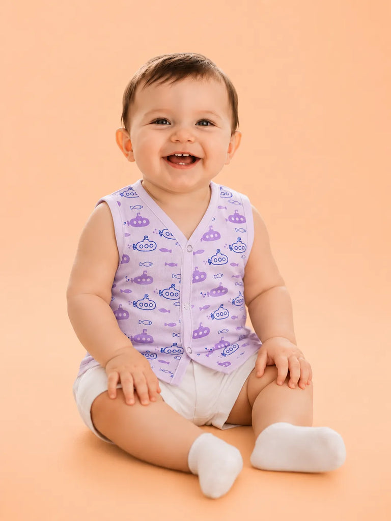 BambooTEC™ Bamboo Muslin Baby Jhabla Pack of 5 – Submarine, Alphabet, Gaming, Numbers & Monster Truck Prints