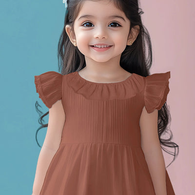 Light Organic Cotton Charming Rust Girls Frock | Rust
