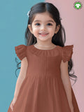 Light  Organic cotton  Charming Rust Girls Frock | Rust