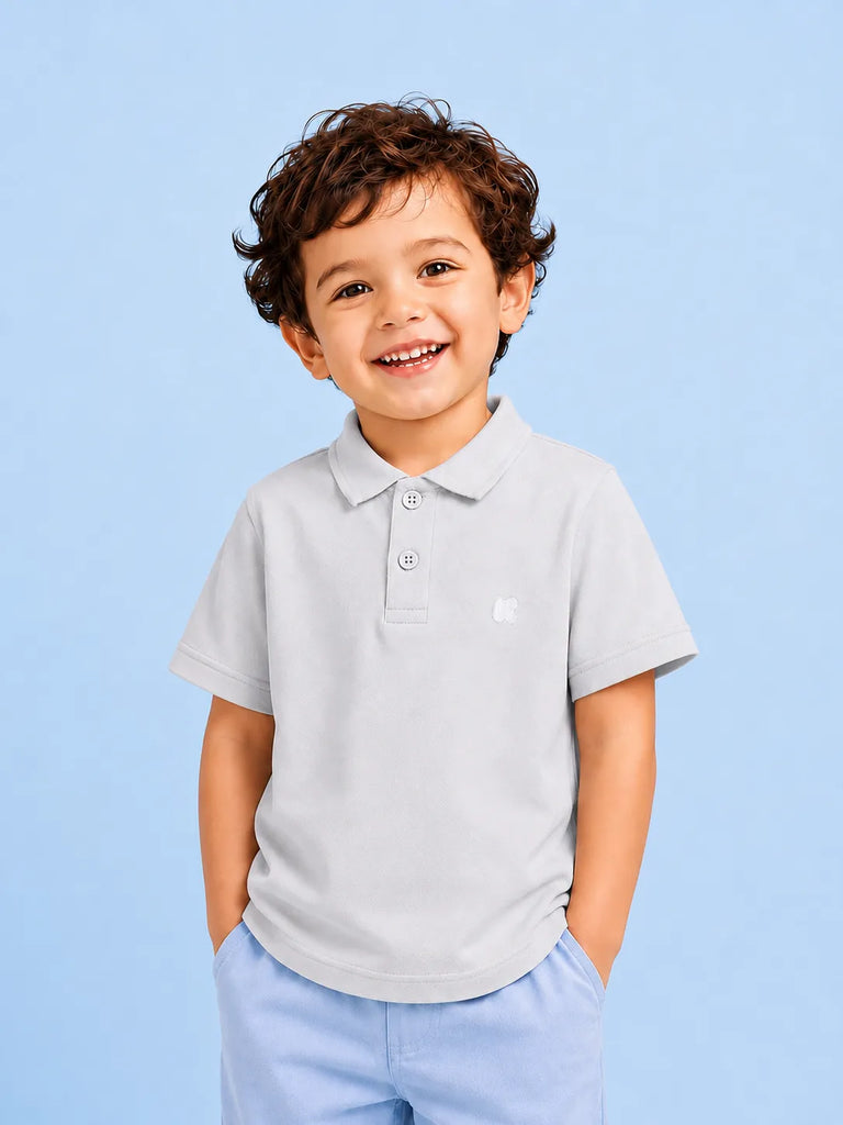 Boys Bamboo Fabric Grey Polo T-Shirt